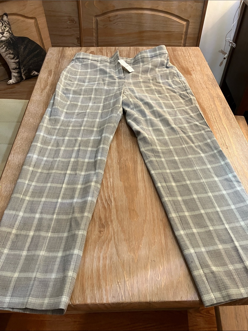 J. Crew Women's Gray Plaid Straight-Leg Pants